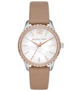 Michael Kors Layton Mother of Pearl White Dial Brown Leather Strap Watch For Women - MK2910 Buy Now By Michael Kors