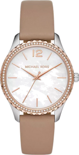 Michael Kors Layton Mother of Pearl White Dial Brown Leather Strap Watch For Women - MK2910 Buy Now By Michael Kors