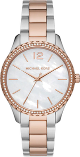 Michael Kors Layton Three Hand Mother of Pearl White Dial Two Tone Steel Strap Watch For Women - MK6849 Buy Now By Michael Kors
