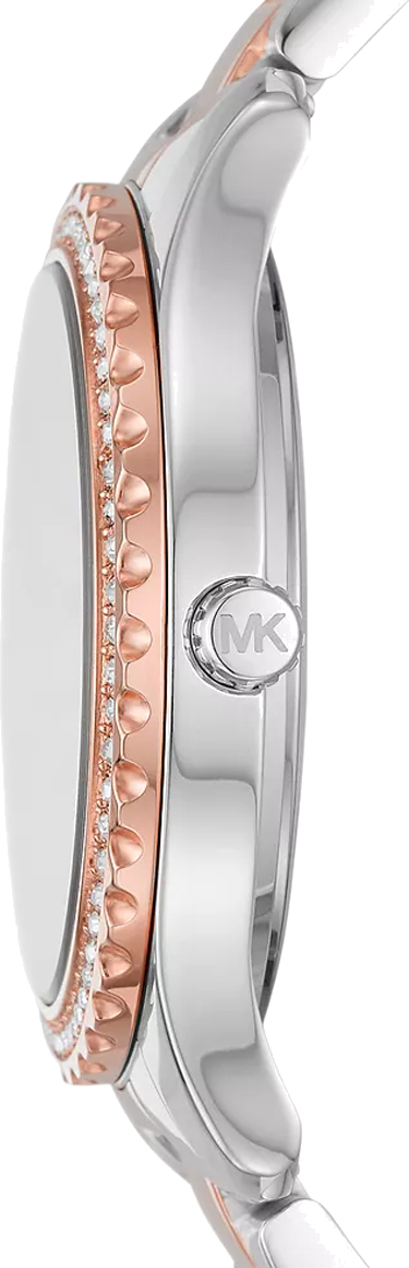 Michael Kors Layton Three Hand Pink Dial Two Tone Steel Strap Watch For Women - MK6894