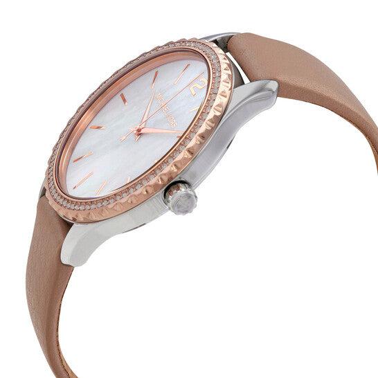 Michael Kors Layton Mother of Pearl White Dial Brown Leather Strap Watch For Women - MK2910 Buy Now By Michael Kors