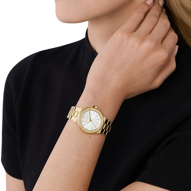 Michael Kors Lennox Three-Hand Silver Dial Gold Steel Strap Watch For Women - MK7278 Buy Now By Michael Kors