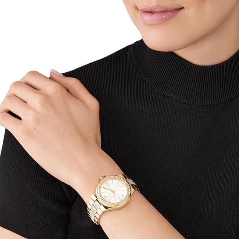Michael Kors Lenox Three Hand Silver Dial Gold Steel Strap Watch For Women - MK7361 Buy Now By Michael Kors