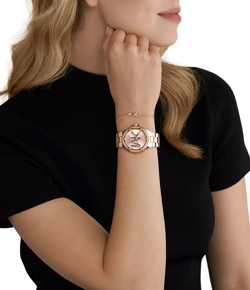 Michael Kors Lennox Three Hand Rose Gold Dial Rose Gold Steel Strap Watch For Women - MK1063 Buy Now By Michael Kors