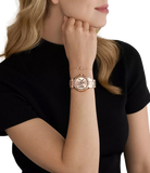 Michael Kors Lennox Three Hand Rose Gold Dial Rose Gold Steel Strap Watch For Women - MK1063