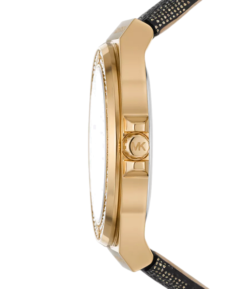 Michael Kors Lennox Three Hand Black Dial Black Leather Strap Watch For Women - MK7307 Buy Now By Michael Kors