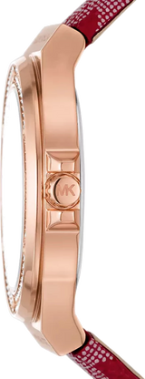 Michael Kors Lennox Three Hand Silver Dial Red Leather Strap Watch For Women - MK7308 Buy Now By Michael Kors