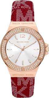 Michael Kors Lennox Three Hand Silver Dial Red Leather Strap Watch For Women - MK7308 Buy Now By Michael Kors