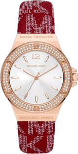 Michael Kors Lennox Three Hand Silver Dial Red Leather Strap Watch For Women - MK7308 Buy Now By Michael Kors