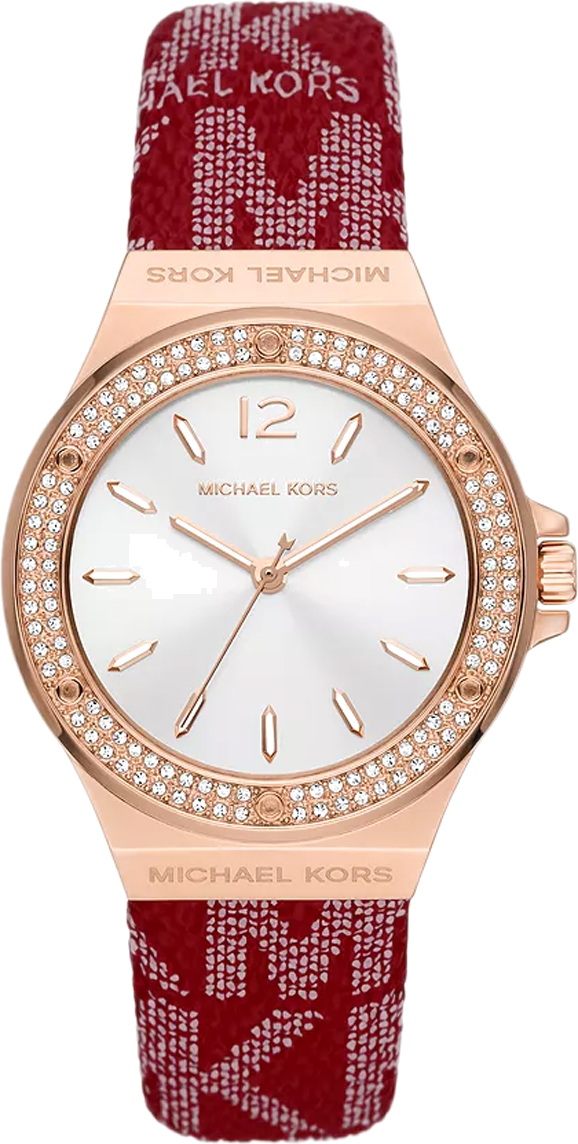 Michael Kors Lennox Three Hand Silver Dial Red Leather Strap Watch For Women - MK7308 Buy Now By Michael Kors