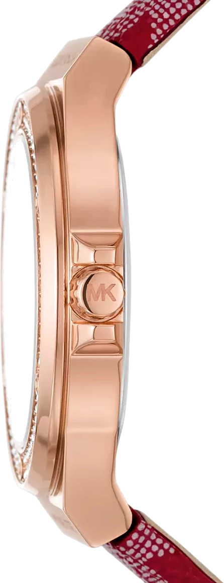 Michael Kors Lennox Three Hand Silver Dial Red Leather Strap Watch For Women - MK7308 Buy Now By Michael Kors