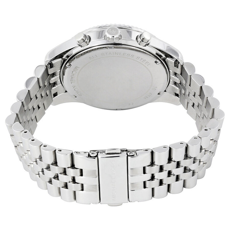 Michael Kors Lexington Chronograph Silver Dial Silver Steel Strap Watch for Men - MK8515