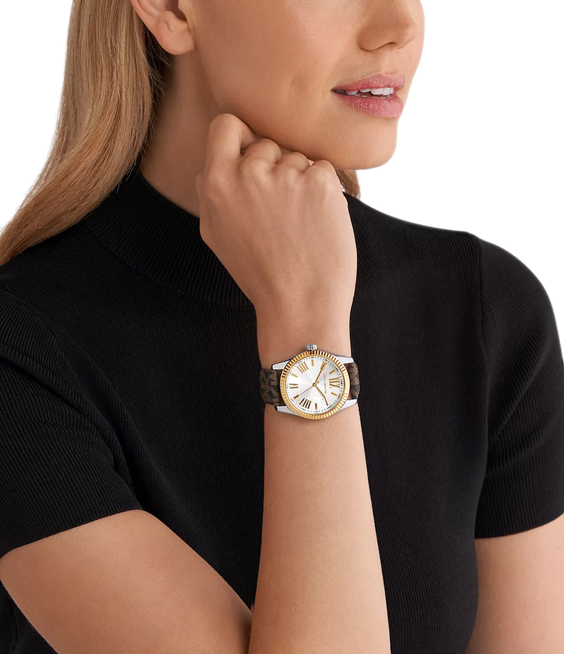 Michael Kors Lexington Silver Dial Brown Leather Strap Watch For Women - MK4745 Buy Now By Michael Kors