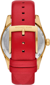 Michael Kors Lexington Three Hand Red Dial Red Leather Strap Watch For Women - MK4747 Buy Now By Michael Kors