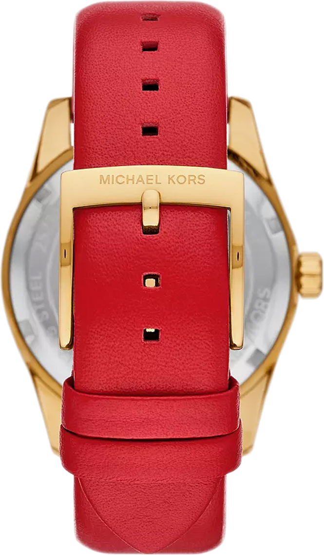 Michael Kors Lexington Three Hand Red Dial Red Leather Strap Watch For Women - MK4747 Buy Now By Michael Kors