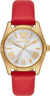 Michael Kors Lexington Three Hand Red Dial Red Leather Strap Watch For Women - MK4747 Buy Now By Michael Kors