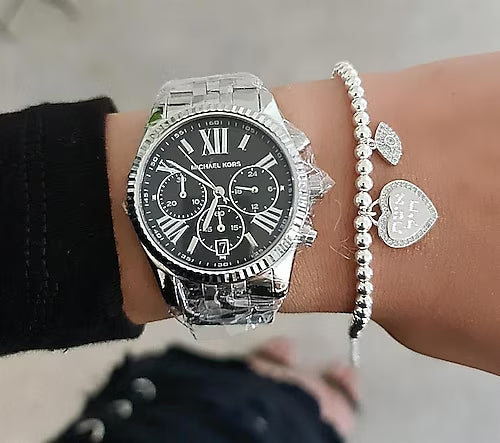 Michael Kors Runway Chronograph Black Dial Silver Steel Strap Watch For Women - MK5708 Buy Now By Michael Kors