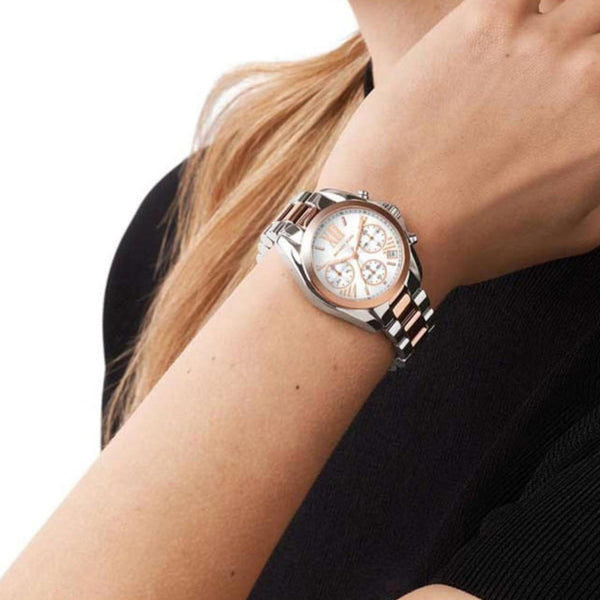 Michael Kors Bradshaw Chronograph White Dial Two Tone Steel Strap Watch For Women - MK7258 Buy Now By Michael Kors