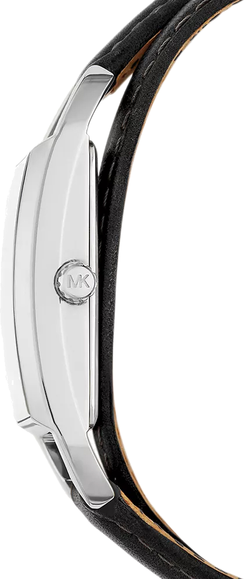 Shop Michael Kors Empire Three-Hand Silver Dial Black Leather Strap Watch For Women - MK4722 in USA