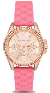 Michael Kors Mini Pilot Quartz Rose Gold Dial Pink Silicone Strap Watch For Women - MK7375 Buy Now By Michael Kors