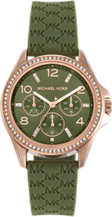 Michael Kors Mini Pilot Chronograph Green Dial Green Silicone Strap Watch For Women - MK7421 Buy Now By Michael Kors