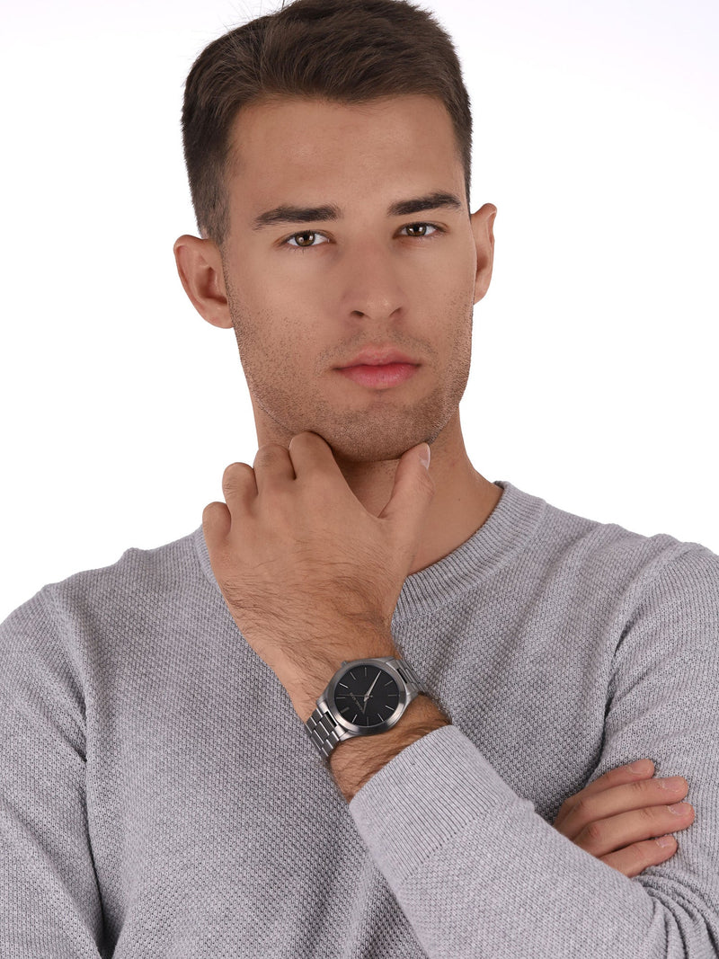 Michael Kors Slim Runway Quartz Black Dial Grey Steel Strap Watch For Men - MK1044 Buy Now By Michael Kors