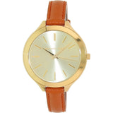 Shop Michael Kors Runway Quartz Gold Dial Orange Leather Strap Watch For Women - MK2275 in USA