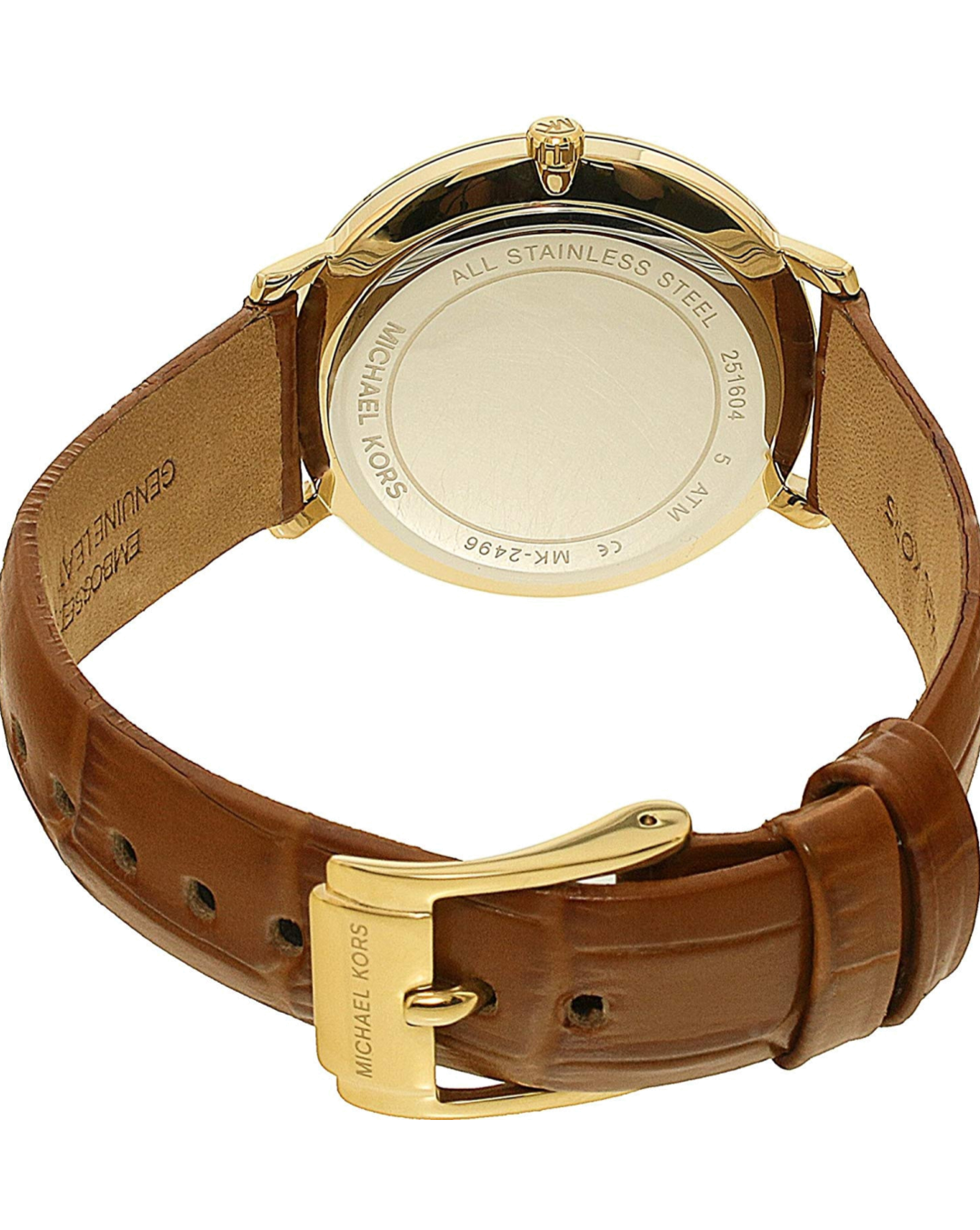 Michael Kors Jaryn Quartz Gold Dial Brown Leather Strap Watch For Women - MK2496