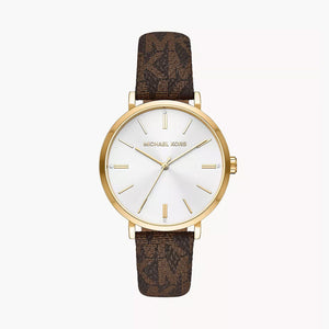 Michael Kors Addyson Three-Hand Silver Dial Brown Leather Strap Watch for Women - MK2945