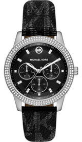 Michael Kors Tibby Chronograph Black Dial Black Leather Strap Watch For Women - MK2976 Buy Now By Michael Kors