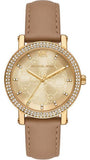 Michael Kors Corey Analog Gold Dial Brown Leather Strap Watch for Women - MK2986