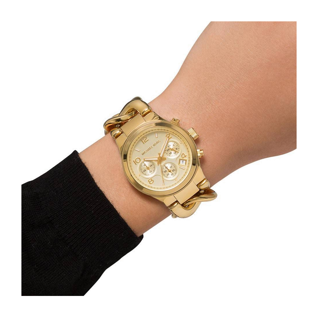Michael Kors Runway Twist Gold Dial Gold Steel Strap Watch for Women - MK3131