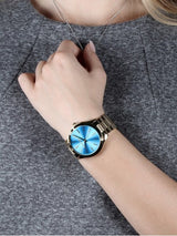 Michael Kors Slim Runway Blue Dial Gold Steel Strap Watch for Women - MK3265 Buy Now By Michael Kors