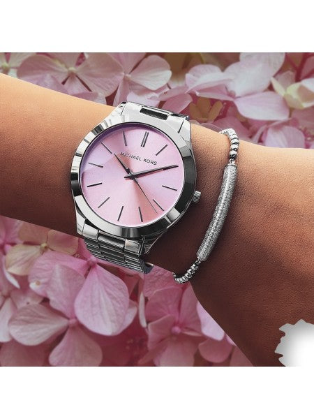 Michael Kors Slim Runway Quartz Pink Dial Silver Steel Strap Watch For Women - MK3380 Buy Now By Michael Kors