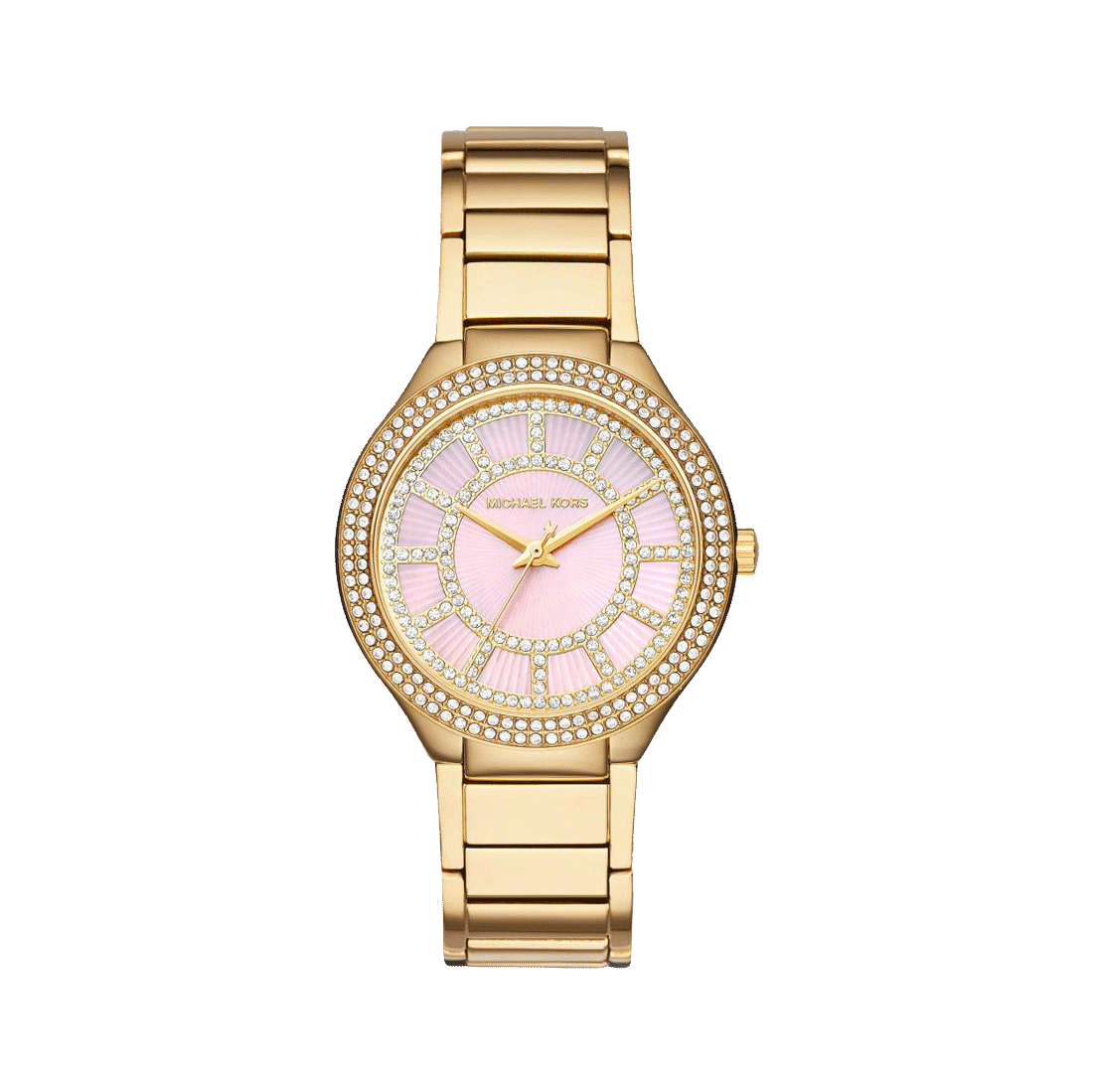 Michael Kors Kerry Mother of Pearl Dial Gold Steel Strap Watch for Women - MK3396