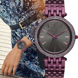 Shop Michael Kors Darci Black Dial Purple Steel Strap Watch for Women - MK3554 in USA