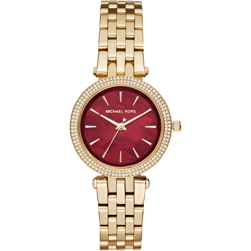 Michael Kors Darci Quartz Mother of Pearl Red Dial Gold Steel Strap Watch For Women - MK3583 Buy Now By Michael Kors