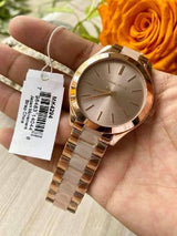 Michael Kors Slim Runway Rose Gold Dial Two Tone Steel Strap Watch for Women - MK4294 Buy Now By Michael Kors