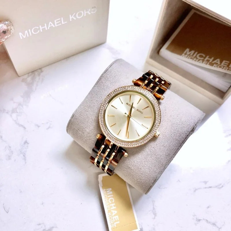 Michael Kors Darci Gold Dial Brown Two Tone Steel Strap Watch for Women - MK4326 Buy Now By Michael Kors