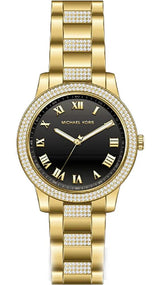Michael Kors Tibby Multifunction Analog Black Dial Gold Steel Strap Watch for Women - MK4684 Buy Now By Michael Kors