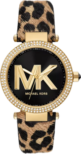 Michael Kors Parker Black Dial Cheetah Print Brown Leather Strap Watch For Women - MK4723 Buy Now By Michael Kors