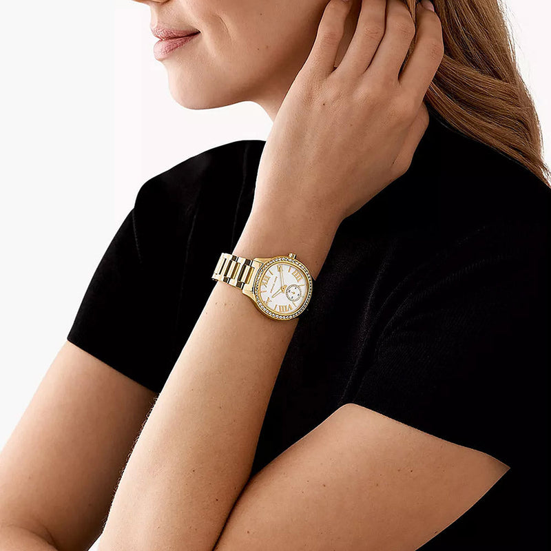 Michael Kors Mini Camille Chronograph White Dial Rose Gold Steel Strap Watch For Women - MK6844 Buy Now By Michael Kors