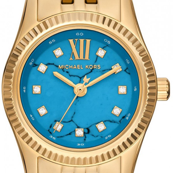 Michael Kors Lexington Three Hand Blue Dial Gold Steel Strap Watch for Women - MK4813 Buy Now By Michael Kors