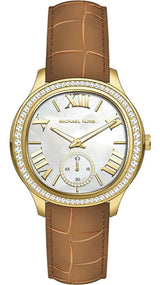 Michael Kors Sage Three-Hand Mother of Pearl White Dial Brown Leather Strap Watch for Women - MK4819 Buy Now By Michael Kors