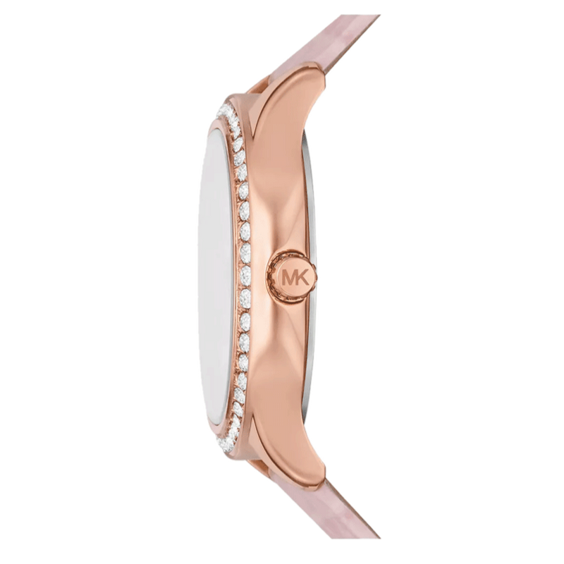 Michael Kors Sage Three-Hand Mother of Pearl Pink Dial Pink Leather Strap Watch for Women - MK4820 Buy Now By Michael Kors
