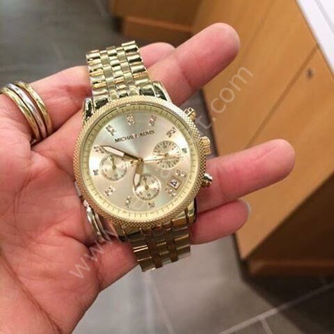 Michael Kors Ritz Chronograph Gold Dial Gold Steel Strap Watch for Women - MK5676 Buy Now By Michael Kors