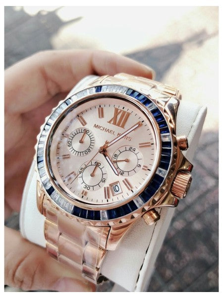 Michael Kors Everest Chronograph Rose Gold Dial Rose Gold Steel Strap Watch For Women - MK5755 Buy Now By Michael Kors