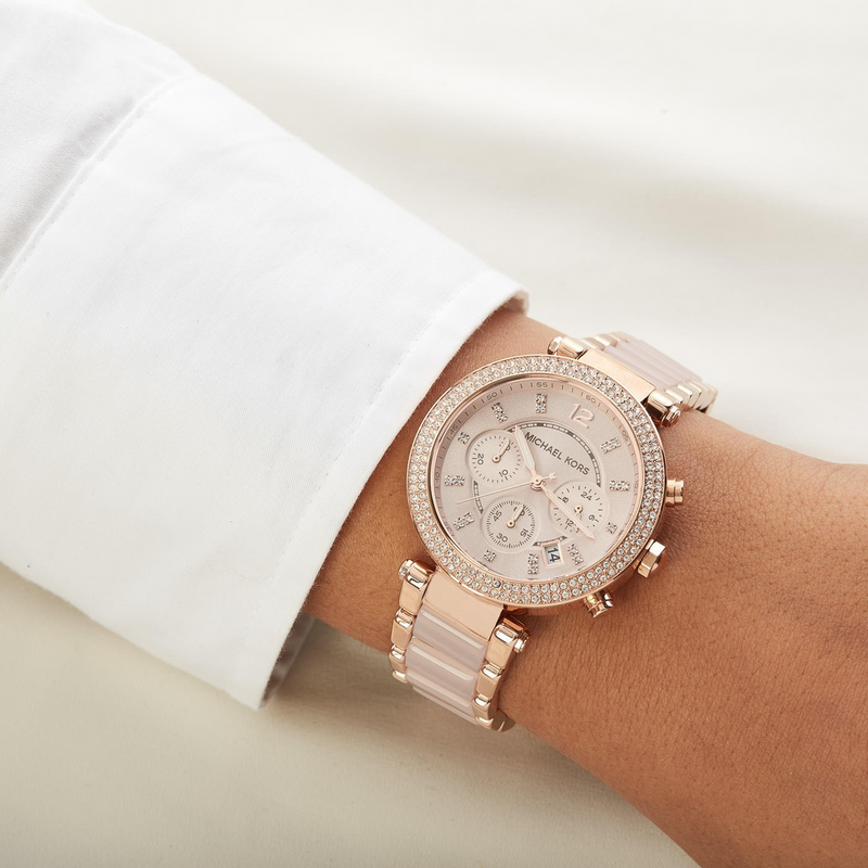 Michael Kors Parker Pink Dial Two Tone Steel Strap Watch for Women - MK5896 Buy Now By Michael Kors