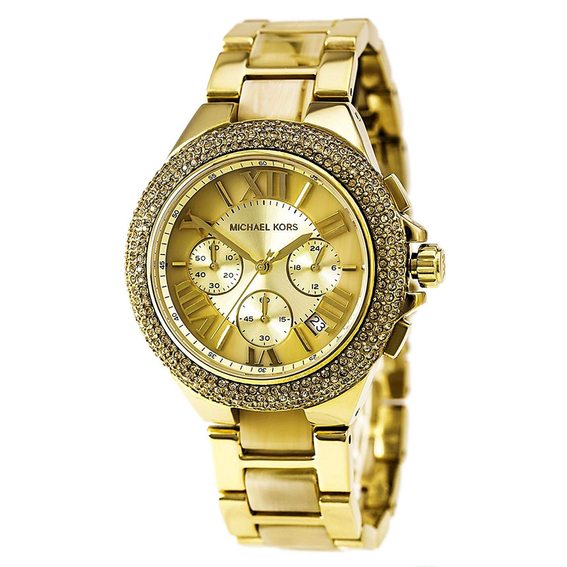 Shop Michael Kors Camille Gold Dial Gold Steel Strap Watch for Women - MK5902 in USA
