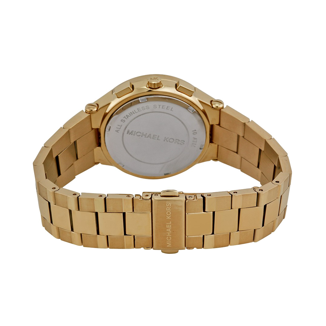 Michael Kors Wyatt Chronograph White Dial Gold Steel Strap Watch For Women - MK5933